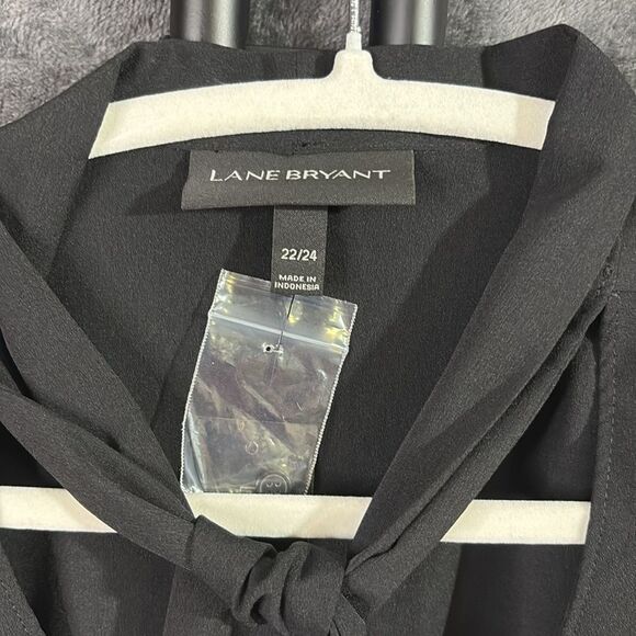 Lane Bryant Long Sleeve Black Solid Button Down Blouse Shirt Womens 22/24 New - Picture 3 of 12